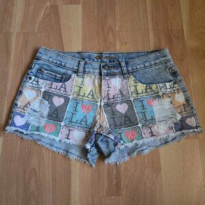 The Classic 'I Love L.A' Multicolor Low Waist Jean Shorts